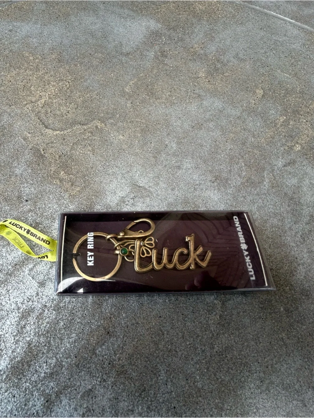 Lucky Brand Brass 'Luck' Key Ring with Green Accent